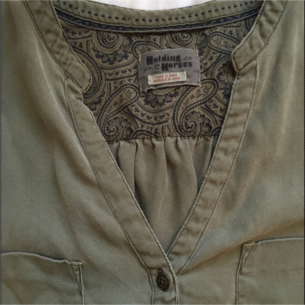 Anthropologie Holding Horses Sageleaf Button Front Twill Shirt Women’s XS - Picture 3 of 8